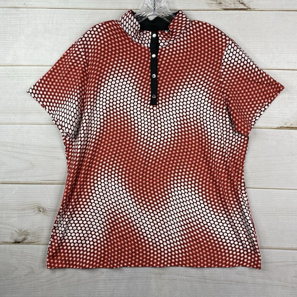 Tail Shirt Womens XXL Red Polka Dot Short Sleeve 1/4 Snap Golf Pickleball